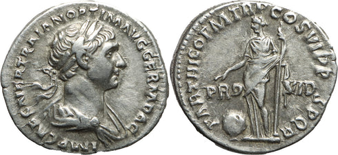 Roman silver denarius of the Emperor Trajan - Providentia